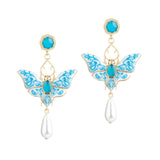**Pearl Moth Drop Earrings Earrings Bill Skinner Blue One Size 