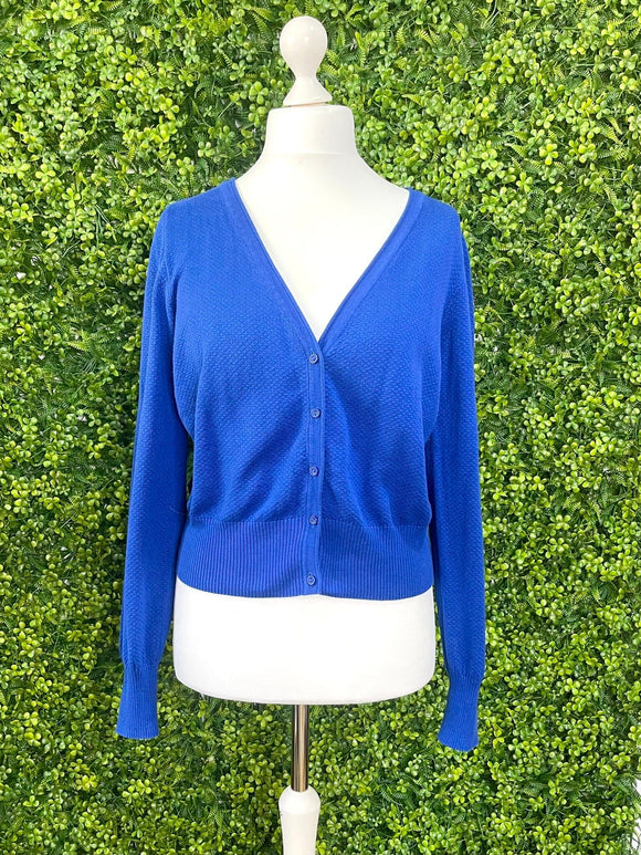 Pepperberry 50s Style Knitted Cardigan RR Knitwear Retro Revibe Blue 2XL 