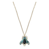 **Vintage Moth Pendant Necklace Bill Skinner Blue One Size 