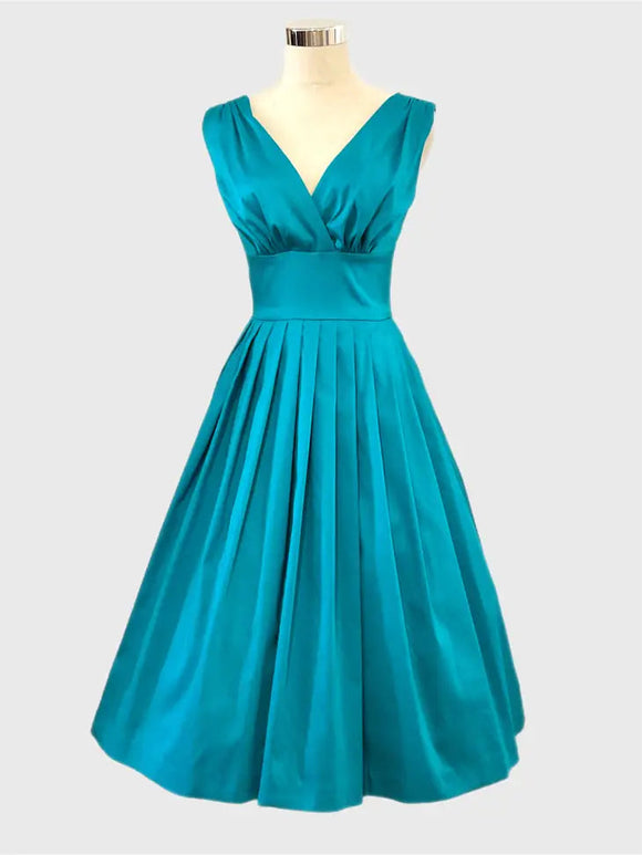 Vivian 1950s Dress Dress Retrospec'd Teal Audrey 