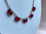 1930s Does Edwardian Czech Glass Necklace Vintage Necklace Authentic Vintage Red One Size 