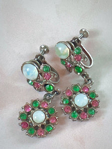 **1930s Jewelled Drop Earrings & Matching Brooch Set Vintage Jewellery Set Authentic Vintage 
