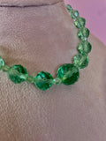 1940s Small Girls Czech Glass Graduated Necklace Vintage Necklace Authentic Vintage Seafoam Green One Size 