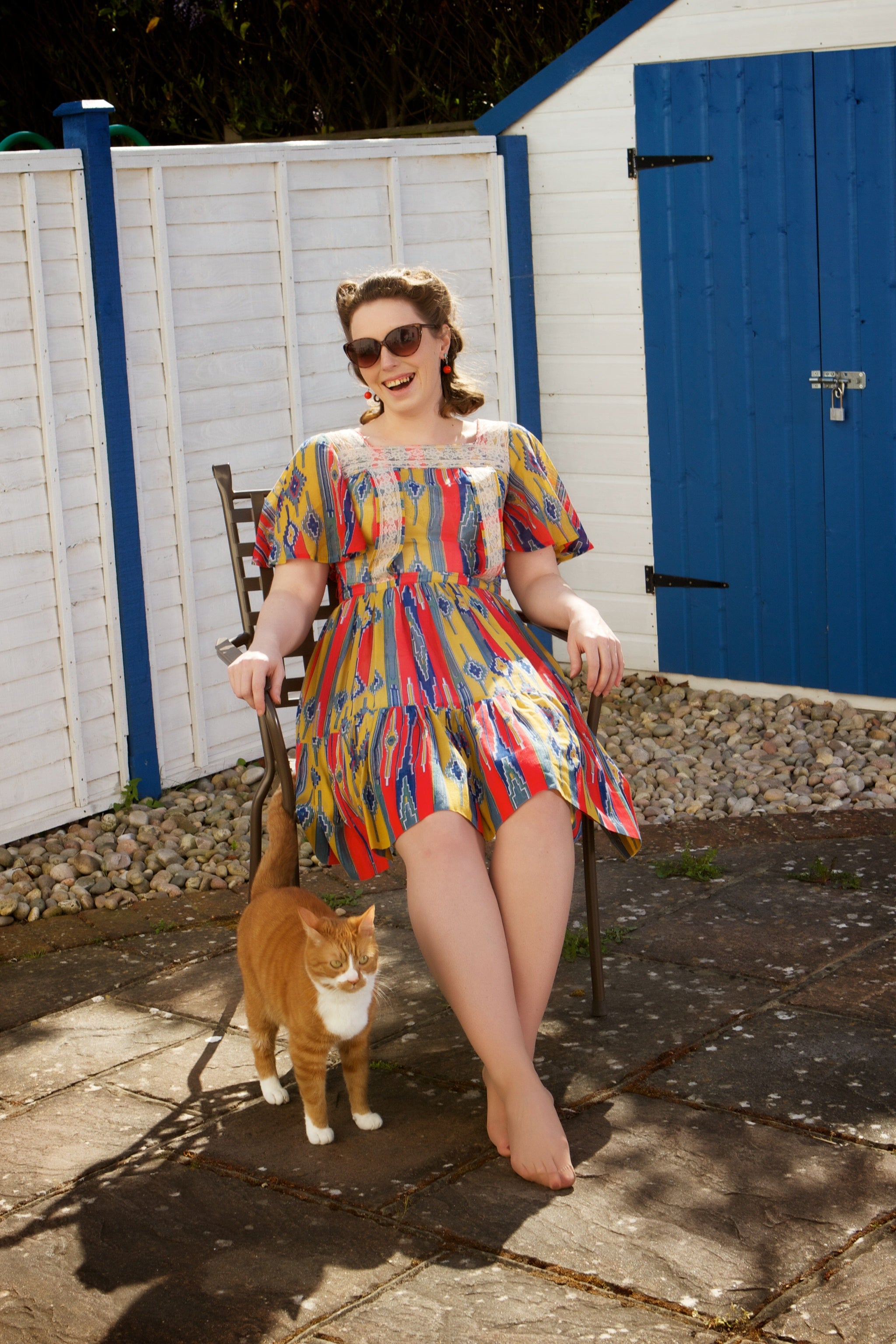 1950s Aztec Print & Lace Patio Dress – Voluptuous Vintage
