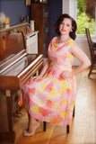 1950s Elinor Gay Silk Sunset Party Dress Vintage Dress Authentic Vintage 
