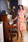 1950s Elinor Gay Silk Sunset Party Dress Vintage Dress Authentic Vintage 