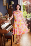1950s Elinor Gay Silk Sunset Party Dress Vintage Dress Authentic Vintage Dorothy Pink 