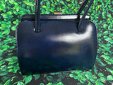 **1950s Garfields Of London Leather Kelly Frame Bag Vintage Bag Authentic Vintage Navy One Size 