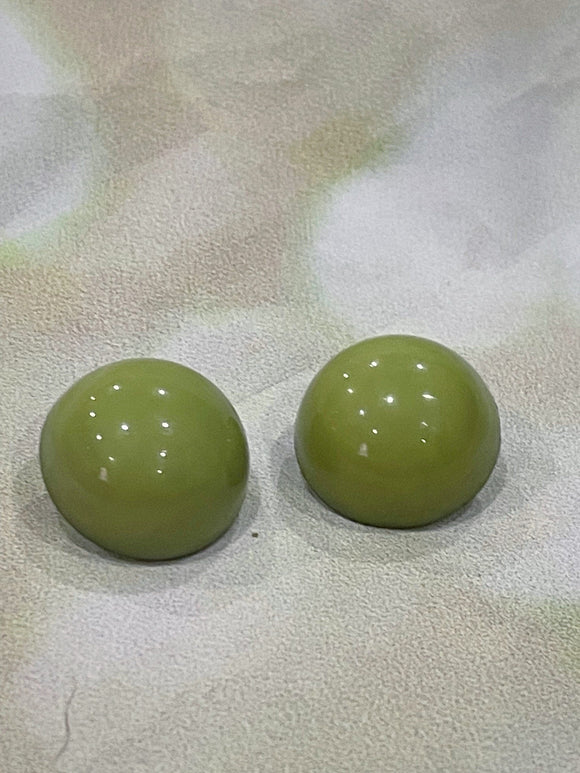 1950s Half Sphere Celluloid Green Clip Earrings Vintage Earrings Authentic Vintage Pea Green One Size 