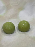1950s Half Sphere Celluloid Green Clip Earrings Vintage Earrings Authentic Vintage Pea Green One Size 