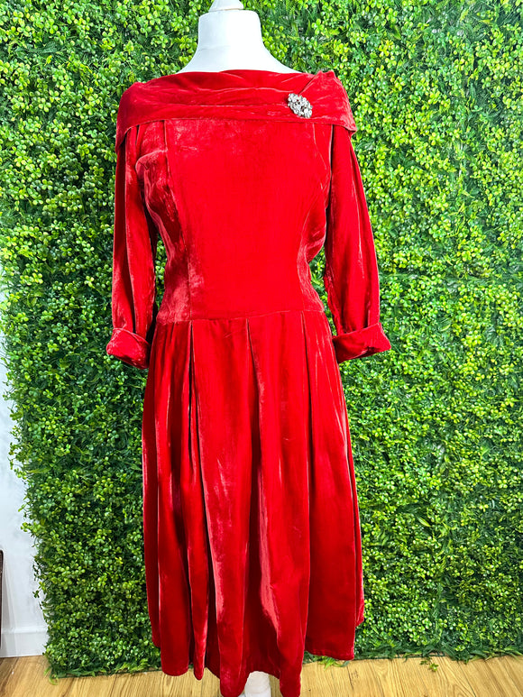 *1950s La Reine Silk Velvet Party Dress Vintage Dress Authentic Vintage 