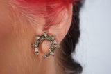 1950s Lucky Horseshoe Diamante Clip Screw Earrings Vintage Earrings Authentic Vintage 