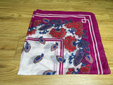 **1950s Pure Silk Scarf with Florals and Borders Vintage Scarf Authentic Vintage 