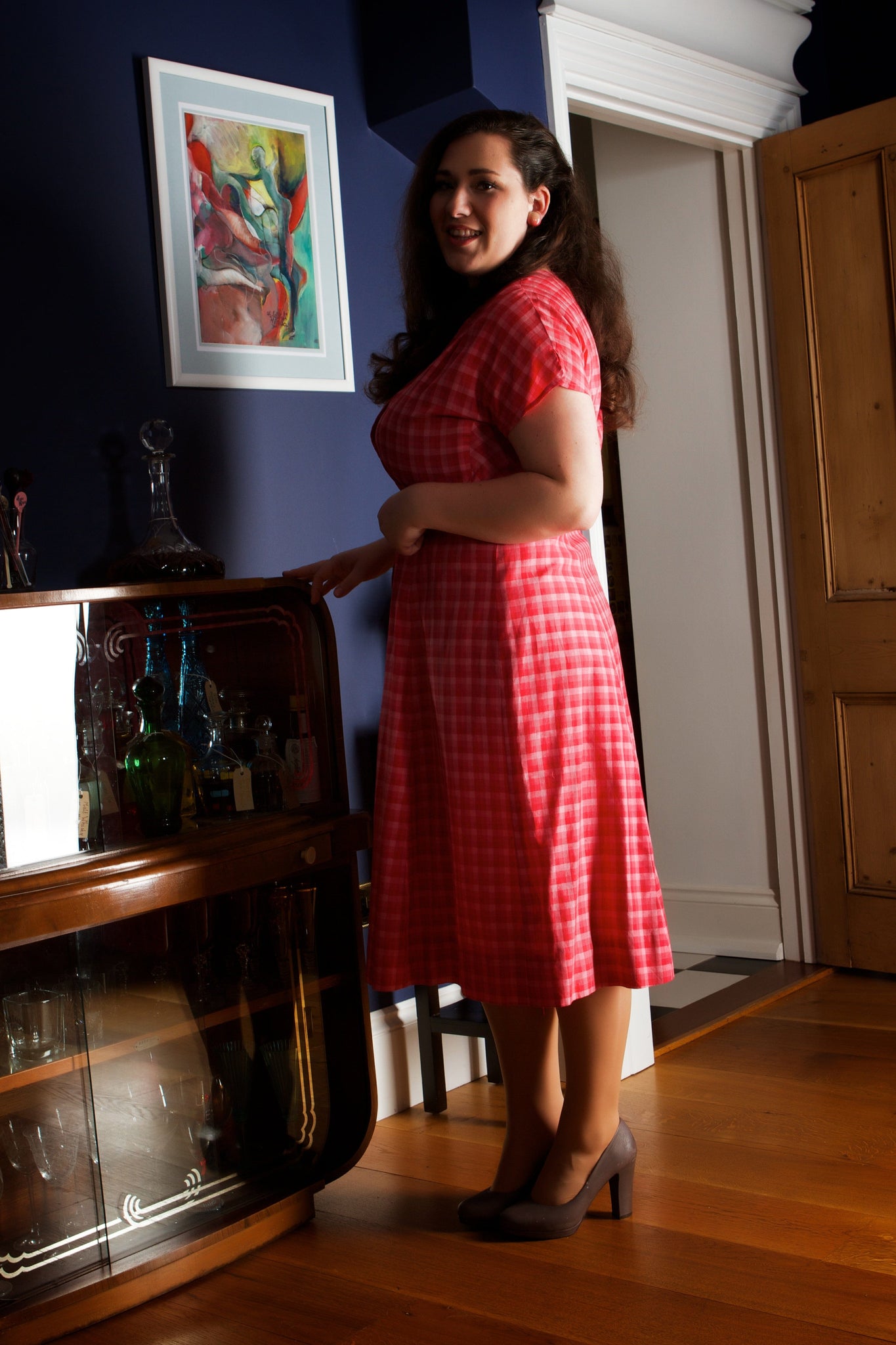 1950s Red Check Shirt Dress Voluptuous Vintage 1950s Red Check Shirt Dress Voluptuous Vintage