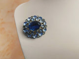 **1950s Sapphire Crystal Dome Edwardian Style Brooch Vintage Brooch Authentic Vintage 