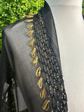 *1950s Sheer Beaded Crochet Trim Evening Scarf Vintage Scarf Authentic Vintage 