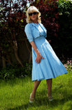 **1950s Silk Brocade Dress & Bolero Jacket Vintage Set Authentic Vintage Bette Blue 