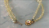 1950s Yellow Aurora Borealis Double Strand Crystal Necklace Vintage Necklace Authentic Vintage 