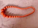 **1960s Bright Orange Bead Necklace Vintage Necklace Authentic Vintage 