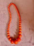 **1960s Bright Orange Bead Necklace Vintage Necklace Authentic Vintage 