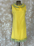 1960s Cotton Ruffle Scooter Shift Dress Vintage Mod Dress Authentic Vintage Yellow Clara 