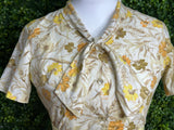 1960s Daisy Print Cotton Shirt Waister Pleated Dress With Pussy Bow Vintage Shirt Waister Dress Authentic Vintage 
