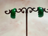 #1960s Green Enamel Small Hoop Clip Earrings Vintage Earrings Authentic Vintage 