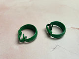 #1960s Green Enamel Small Hoop Clip Earrings Vintage Earrings Authentic Vintage 