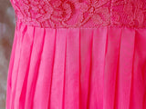 1960s Hot Pink Lace & Organza Chiffon Prom Dress Vintage Dress Authentic Vintage 