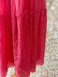 1960s Hot Pink Lace & Organza Chiffon Prom Dress Vintage Dress Authentic Vintage 