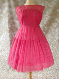 1960s Hot Pink Lace & Organza Chiffon Prom Dress Vintage Dress Authentic Vintage Hot Pink Esther 