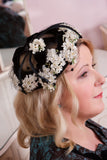 #1960s Hydrangea Silk Velvet Halo Ring Hat Vintage Hat Authentic Vintage 
