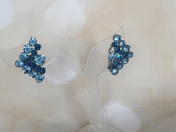 *1960s Large Blue Rhinestone Clip Earrings Vintage Earrings Authentic Vintage Blue 