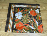 **1960s Mid Century Modern Flower Scarf Vintage Scarf Authentic Vintage Chocolate One Size 