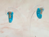 **1960s Modernist Gold Inset Blue Hoop Clip Earrings Vintage Earrings Authentic Vintage 