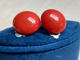 1960s Orange Button Lucite Clip Earrings Vintage Earrings Authentic Vintage 
