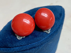 1960s Orange Button Lucite Clip Earrings Vintage Earrings Authentic Vintage Orange One Size 