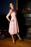 **1960s Pin Dot Daisy Day Dress Vintage Sun Dress Authentic Vintage Red Audrey 