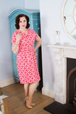 **1960s Pink Script Circle Cotton Dress Vintage Dress Authentic Vintage 