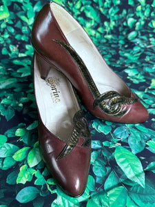 **1960s Sorina Elda Leather Court Shoes Vintage Shoes Authentic Vintage Brown 