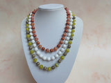 **1960s Three Strand Beaded Necklace Vintage Necklace Authentic Vintage Green Mix 