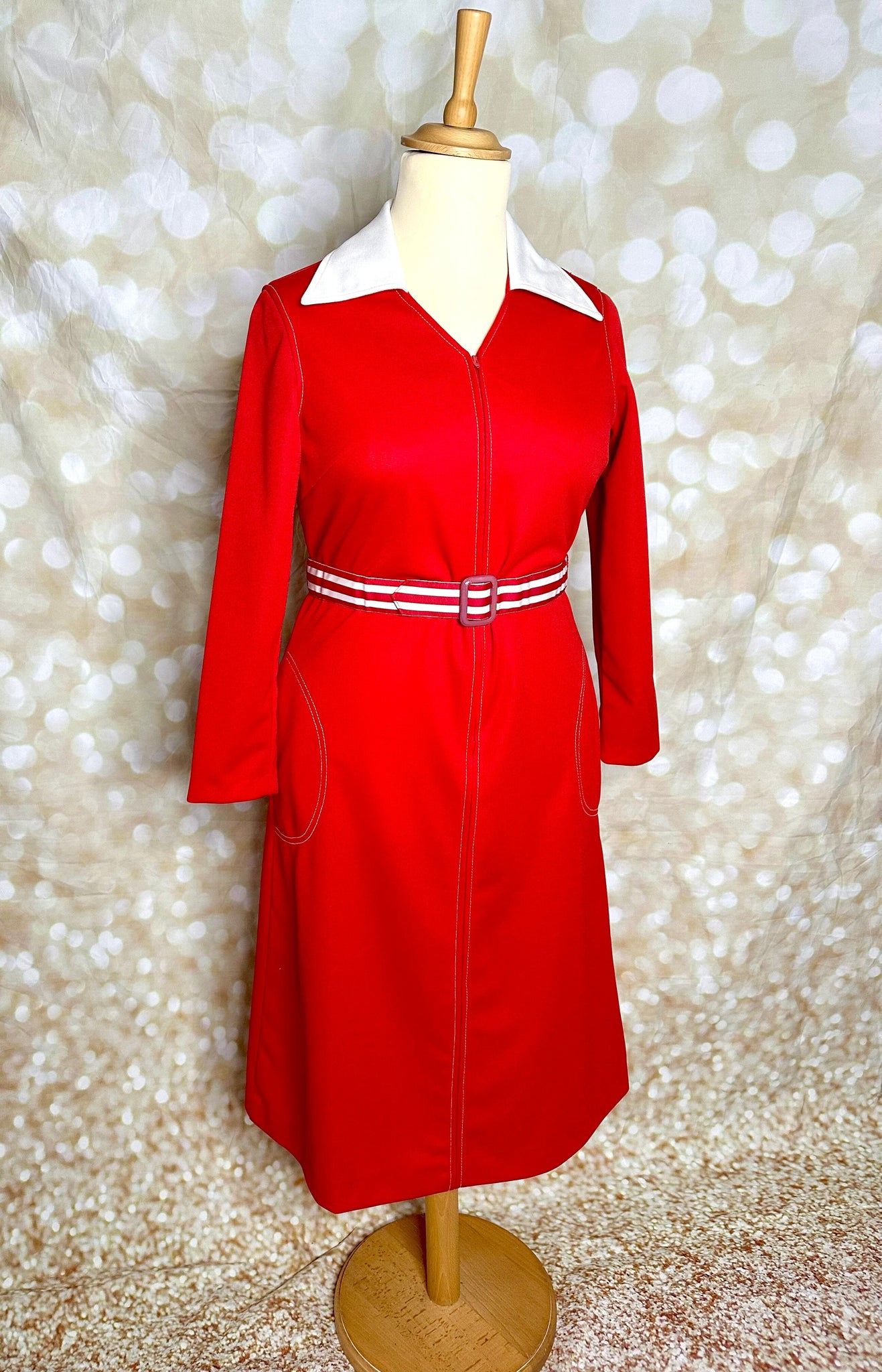 strapless open back dress 1970s John Bates Cranberry Red Dress – Swank Vintage main image 1