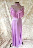 **1970s Does Edwardian High Neck Lace Maxi Dress Vintage Dress Authentic Vintage Lilac Audrey 