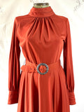 1970s Glamourous Berkertex Rust Maxi Dress Vintage Maxi Dress Authentic Vintage 