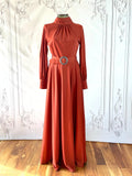 1970s Glamourous Berkertex Rust Maxi Dress Vintage Maxi Dress Authentic Vintage Rust Clara 