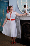 **1970s Janique Sunray Pleat Heart Print Dress Vintage Dress Authentic Vintage Clara Multi 