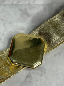 #1970s Metallic Gold Statement Disco Belt Vintage Belt Authentic Vintage 