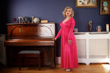 *1970s Solid Cerise Maxi Dress Vintage Dress Authentic Vintage 