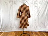1970s Tartan Plaid Wool Blend Fall Dress Vintage Day Dress Authentic Vintage 