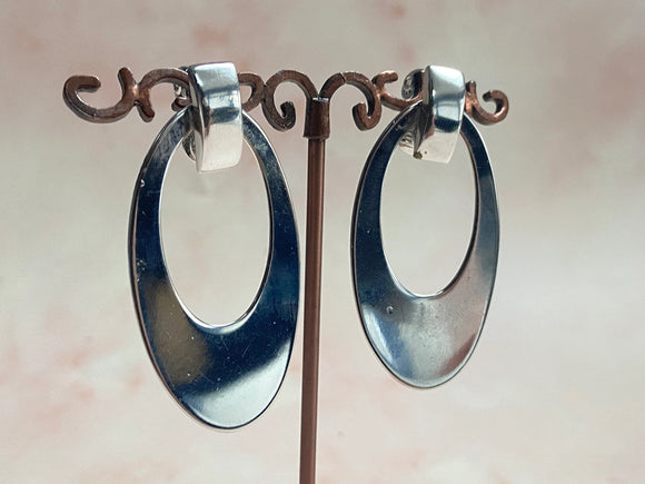 1970s Vintage Monet Silver Door Knocker Clip Earrings Vintage Earrings Authentic Vintage Silver One Size 